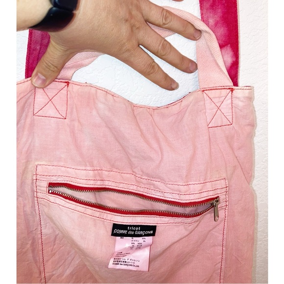 ✨RaRE COMME des GARÇONS tricot Dyed Wool 2 Ways Shoulder Tote Bag PINK - Picture 10 of 16